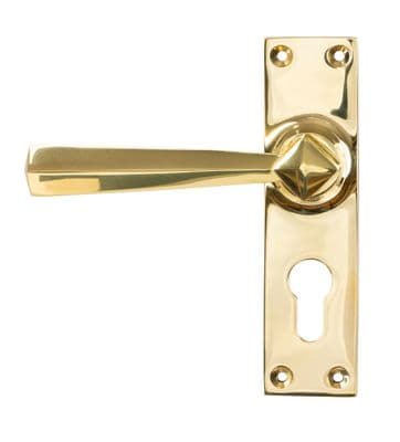 From The Anvil 45761 Polished Brass Straight Lever Euro Lock Set