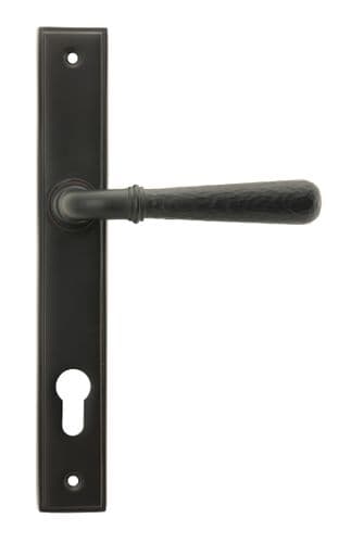 From The Anvil 45773 Aged Bronze Hammered Newbury Slimline Espag. Lock Set