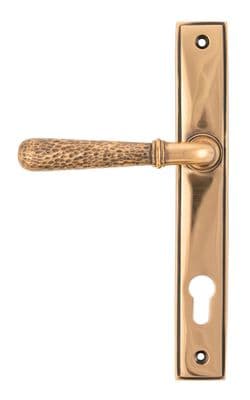 From The Anvil 45774 Polished Bronze Hammered Newbury Slimline Espag. Lock Set
