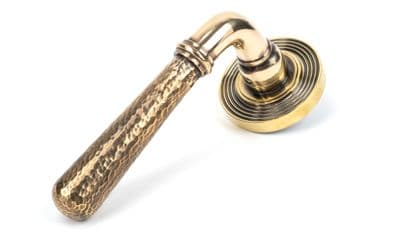 From The Anvil 46071 Aged Brass Hammered Newbury Lever on Rose Set (Beehive)