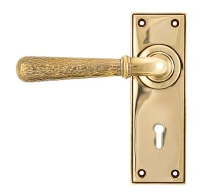 From The Anvil 46209 Aged Brass Hammered Newbury Lever Lock Set