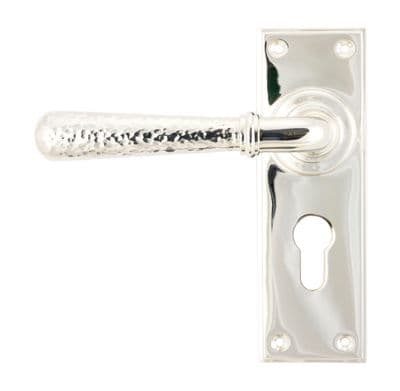 From The Anvil 46220 Polished Nickel Hammered Newbury Lever Euro Set