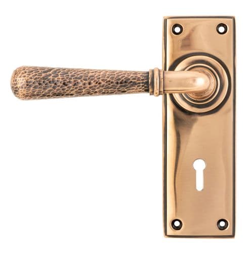 From The Anvil 46225 Polished Bronze Hammered Newbury Lever Lock Set