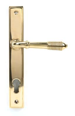 From The Anvil 46545 Polished Brass Reeded Slimline Lever Espag. Lock Set