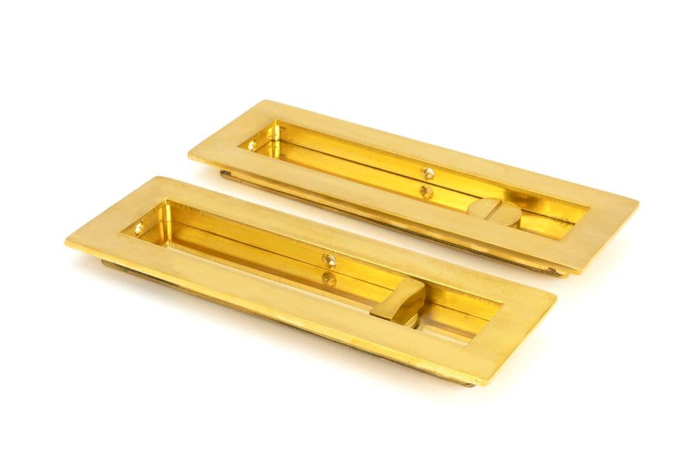 From The Anvil 47163 Polished Brass 175mm Plain Rectangular Pull - Privacy Set