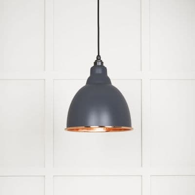 From The Anvil 49500SL Hammered Copper Brindley Pendant in Slate
