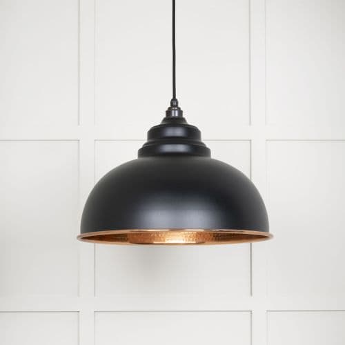 From The Anvil 49501EB Hammered Copper Harborne Pendant in Elan Black