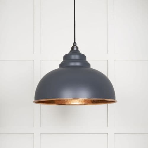 From The Anvil 49501SL Hammered Copper Harborne Pendant in Slate