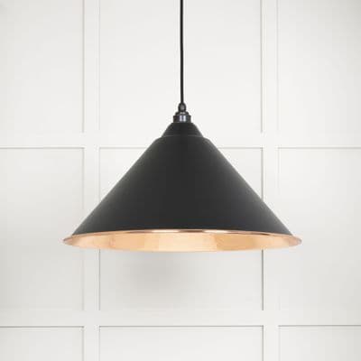 From The Anvil 49503EB Hammered Copper Hockley Pendant in Elan Black