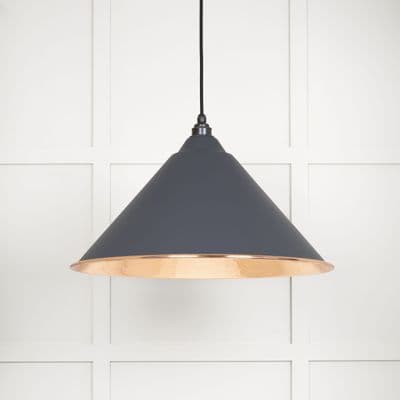 From The Anvil 49503SL Hammered Copper Hockley Pendant in Slate
