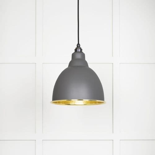 From The Anvil 49517BL Hammered Brass Brindley Pendant in Bluff