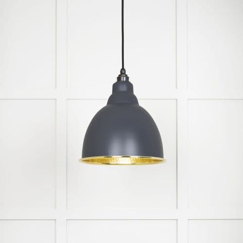 From The Anvil 49517SL Hammered Brass Brindley Pendant in Slate