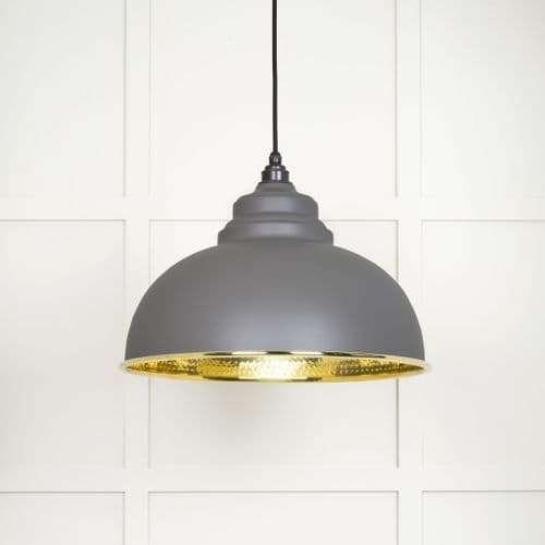 From The Anvil 49521BL Hammered Brass Harborne Pendant in Bluff
