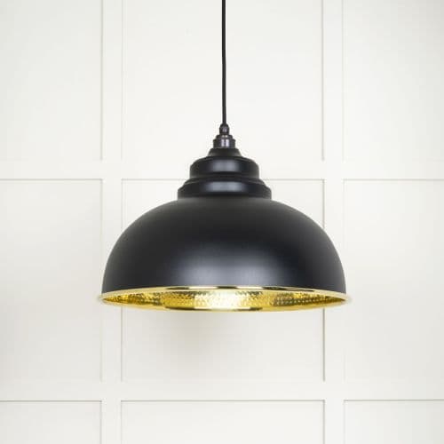 From The Anvil 49521EB Hammered Brass Harborne Pendant in Elan Black