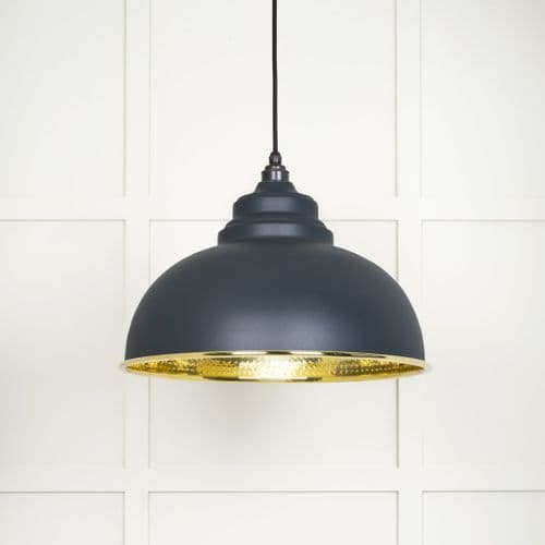 From The Anvil 49521SO Hammered Brass Harborne Pendant in Soot