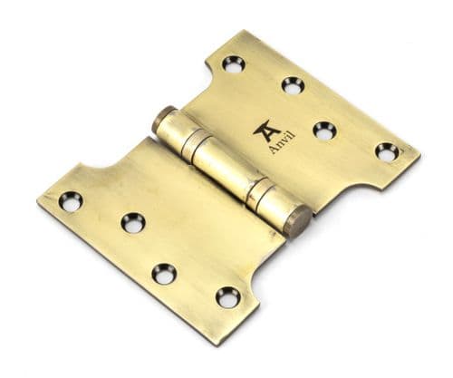 From The Anvil 49552 Aged Brass 4" x 3" x 5" Parliament Hinge (pair) ss
