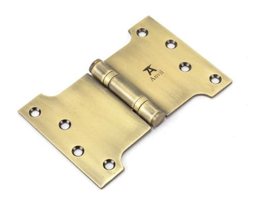 From The Anvil 49553 Aged Brass 4" x 4" x 6" Parliament Hinge (pair) ss