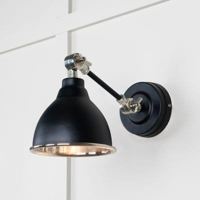 From The Anvil 49715SEB Smooth Nickel Brindley Wall Light in Elan Black