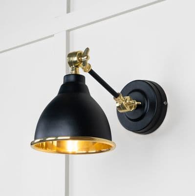 From The Anvil 49716SEB Smooth Brass Brindley Wall Light in Elan Black