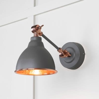 From The Anvil 49717SBL Hammered Copper Brindley Wall Light in Bluff