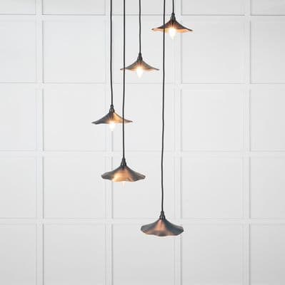 From The Anvil 49726SDU Smooth Copper Flora Cluster Pendant in Dusk