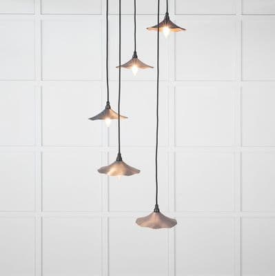 From The Anvil 49726SSL Smooth Copper Flora Cluster Pendant in Slate