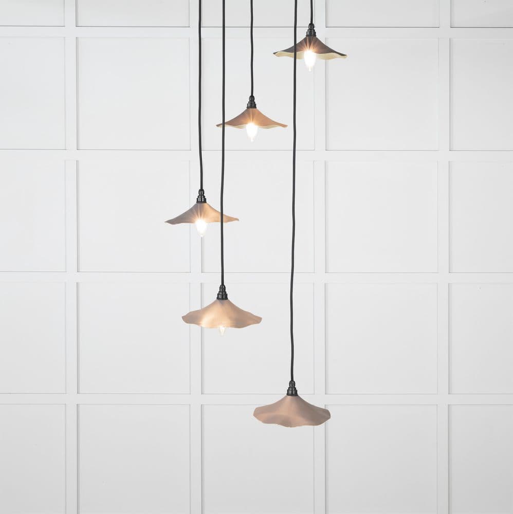 From The Anvil 49728SBL Smooth Brass Flora Cluster Pendant in Bluff