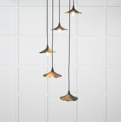 From The Anvil 49728SDI Smooth Brass Flora Cluster Pendant in Dingle
