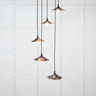 From The Anvil 49728SDU Smooth Brass Flora Cluster Pendant in Dusk