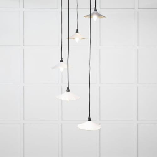 From The Anvil 49728SF Smooth Brass Flora Cluster Pendant in Flock