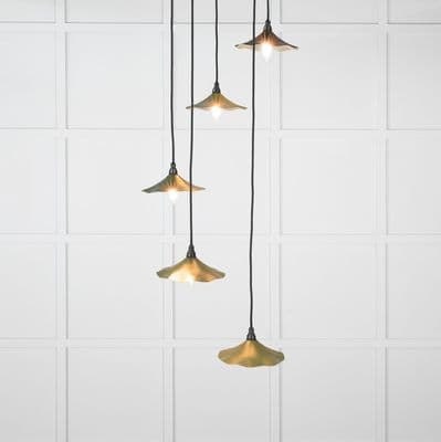 From The Anvil 49728SH Smooth Brass Flora Cluster Pendant in Heath