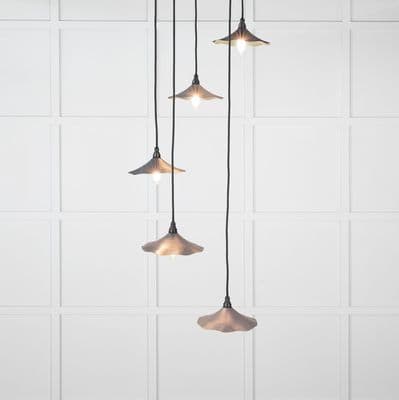 From The Anvil 49728SSL Smooth Brass Flora Cluster Pendant in Slate