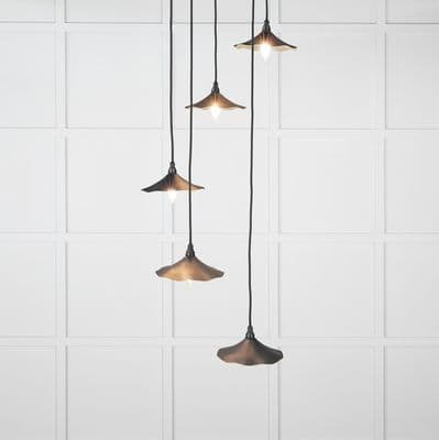 From The Anvil 49728SSO Smooth Brass Flora Cluster Pendant in Soot