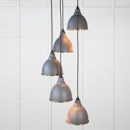 From The Anvil 49738SBL Smooth Brass Brindley Cluster Pendant in Bluff