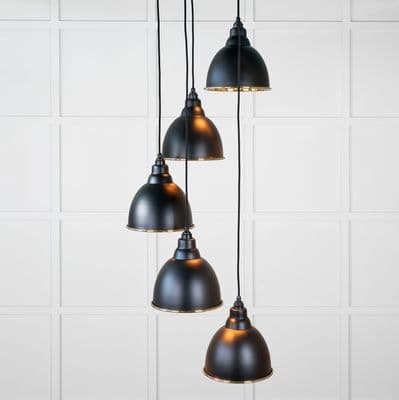 From The Anvil 49738SEB Smooth Brass Brindley Cluster Pendant in Elan Black