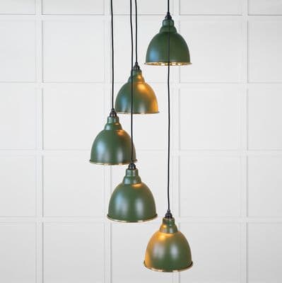 From The Anvil 49738SH Smooth Brass Brindley Cluster Pendant in Heath