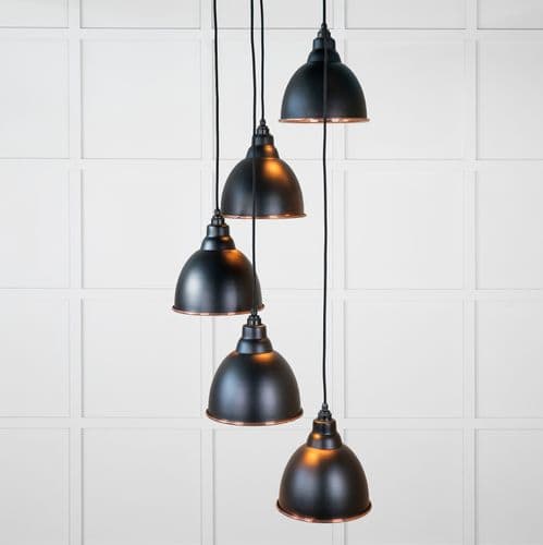 From The Anvil 49739SEB Hammered Copper Brindley Cluster Pendant in Elan Black