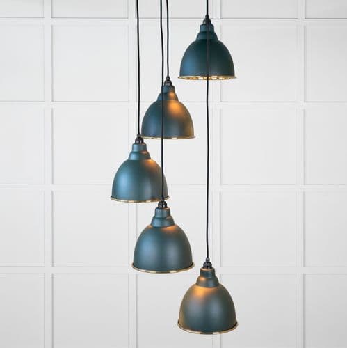 From The Anvil 49741SDI Hammered Brass Brindley Cluster Pendant in Dingle