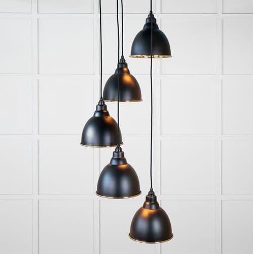 From The Anvil 49741SEB Hammered Brass Brindley Cluster Pendant in Elan Black