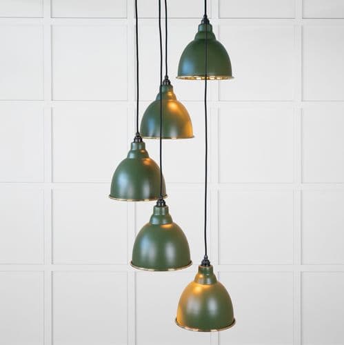From The Anvil 49741SH Hammered Brass Brindley Cluster Pendant in Heath