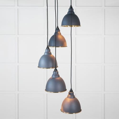 From The Anvil 49741SSL Hammered Brass Brindley Cluster Pendant in Slate