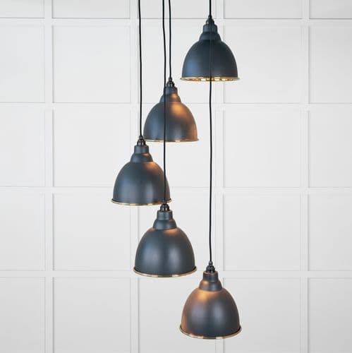 From The Anvil 49741SSO Hammered Brass Brindley Cluster Pendant in Soot