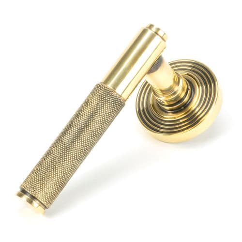 From The Anvil 49995 Aged Brass Brompton Lever on Rose Set (Beehive) - Unsprung