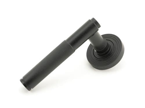 From The Anvil 50011 Matt Black Brompton Lever on Rose Set (Beehive) - Unsprung