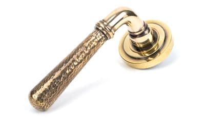 From The Anvil 50038 Aged Brass Hammered Newbury Lever on Rose Set (Art Deco) - Unsprung