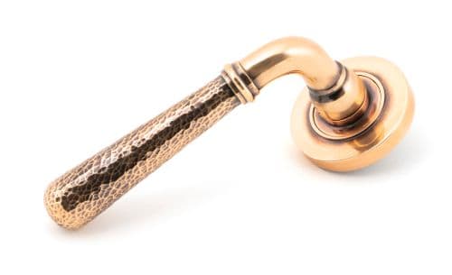 From The Anvil 50053 Pol. Bronze Hammered Newbury Lever on Rose Set (Plain) - Unsprung