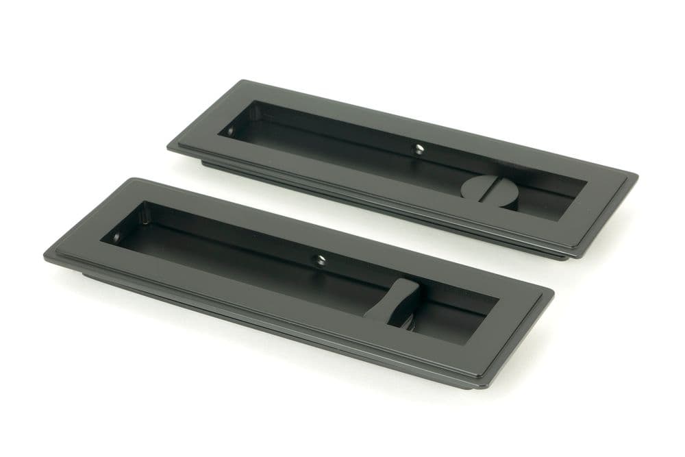 From The Anvil 50210 Matt Black 175mm Art Deco Rectangular Pull - Privacy Set