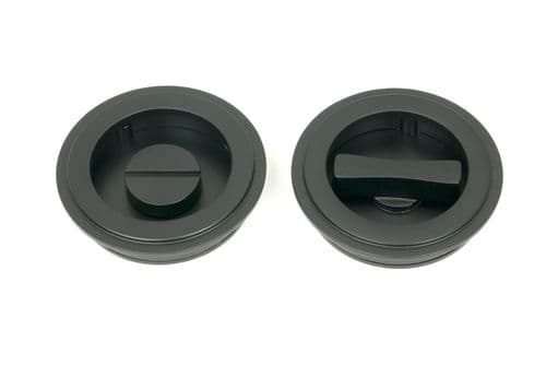 From The Anvil 50218 Matt Black 60mm Art Deco Round Pull - Privacy Set