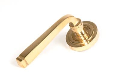 From The Anvil 50598 Polished Brass Avon Round Lever on Rose Set (Art Deco)