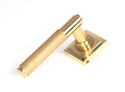 From The Anvil 50611 Polished Brass Brompton Lever on Rose Set (Square)